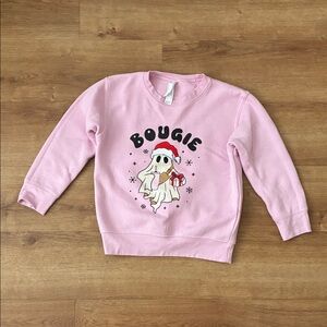 Pink Christmas Santa Ghost Graphic Sweatshirt